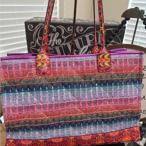 NWOT Kurt Geiger London x Matthew Williamson Large Square Woven Shopper Tote - Picture 2 of 5